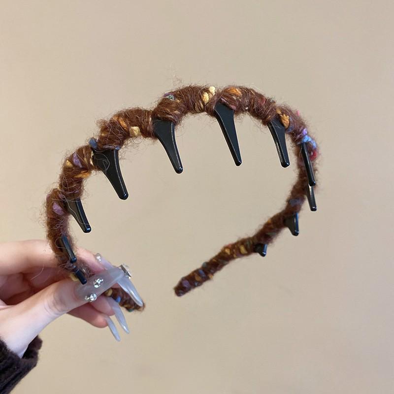 Mesh winding crystal headband new fashion simple headgear with teeth fluffy high skull top hair accessories