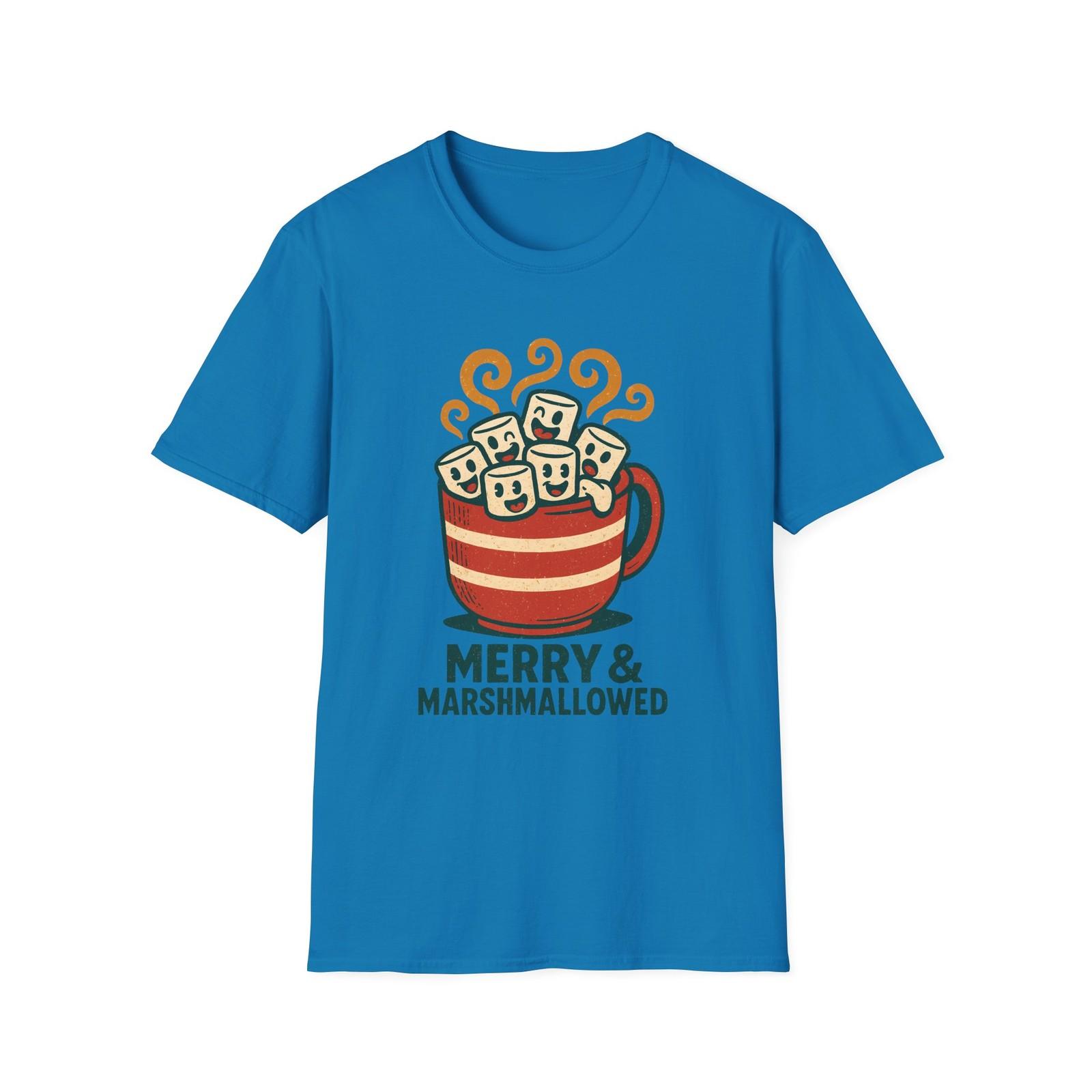 Unisex Softstyle T-Shirt Mens Womens Tees Top Cocoa Mug Marshmallows Funny Holiday Graphic Christmas L