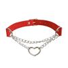 European & American Retro Heart Pendant Leather Choker Necklace - Peach Heart Shape Chain Jewelry