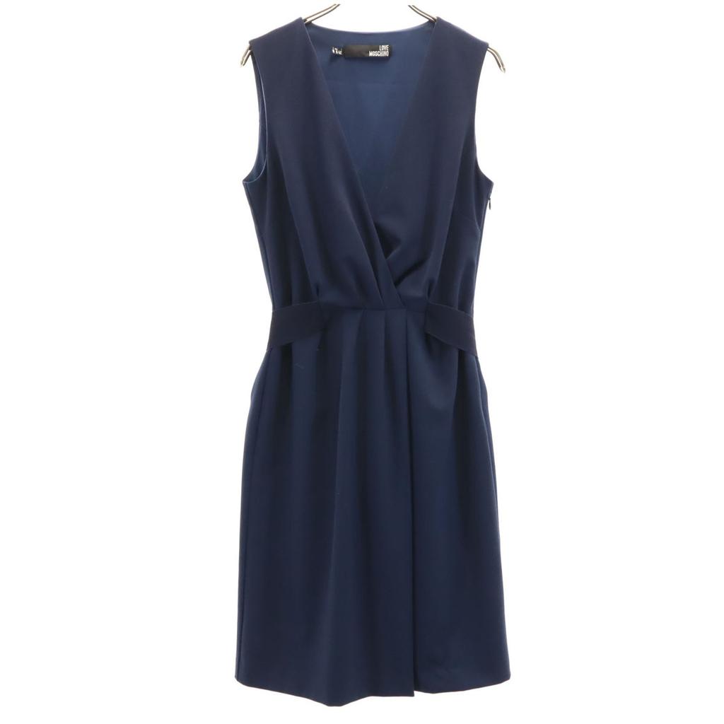 LOVEMOSCHINO Made in Italy Wool Blend No sleeve one piece 6 Navy Women Used