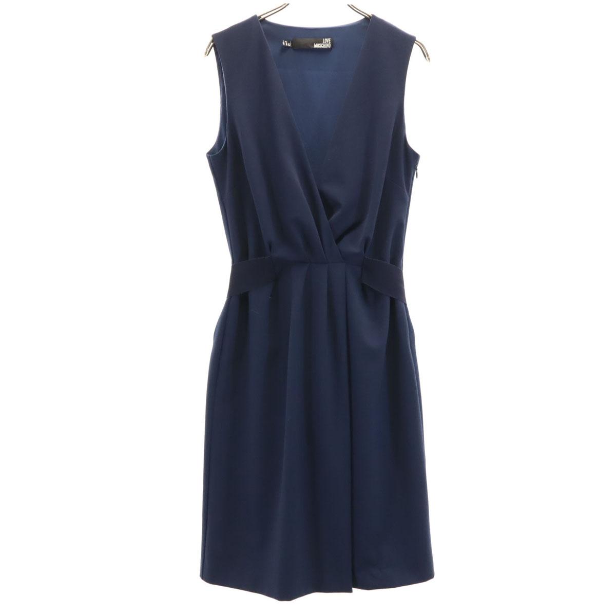 

LOVEMOSCHINO Сделано в Италии Шерстяная смесь Без рукавов Цельное платье 6 Темно-синий Женский Б/у