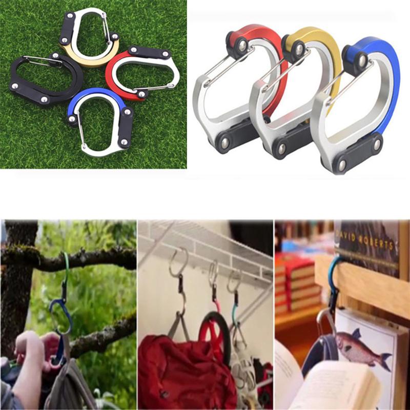 1Pcs Aluminum Alloy Hook D-Type Multifunctional Hook Outdoor 360 Degree  Rotatable Quick Release Fishing And Camping Buckle