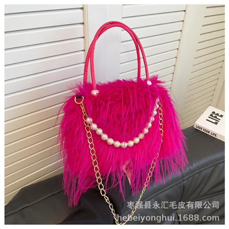 

Осенне-зимняя модная наплечная сумка, сумка через плечо, женская сумка из искусственного турецкого пера, портативная плюшевая квадратная сумка с жемчужной бахромой