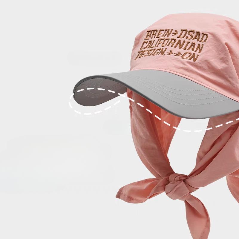 Headscarf Hat,Women, Embroidered Letters, Duckbill Hat, Men's Summer, Color Blocking, Triangular Scarf, Baotou Baseball Cap, Personalized Hip-hop Hat