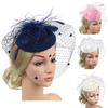 Hair Hoop Design Sweet Fascinator Hat Handmade Noble Solid Color Faux Feather Mesh Decor Bridal Headpiece Hair Accessories