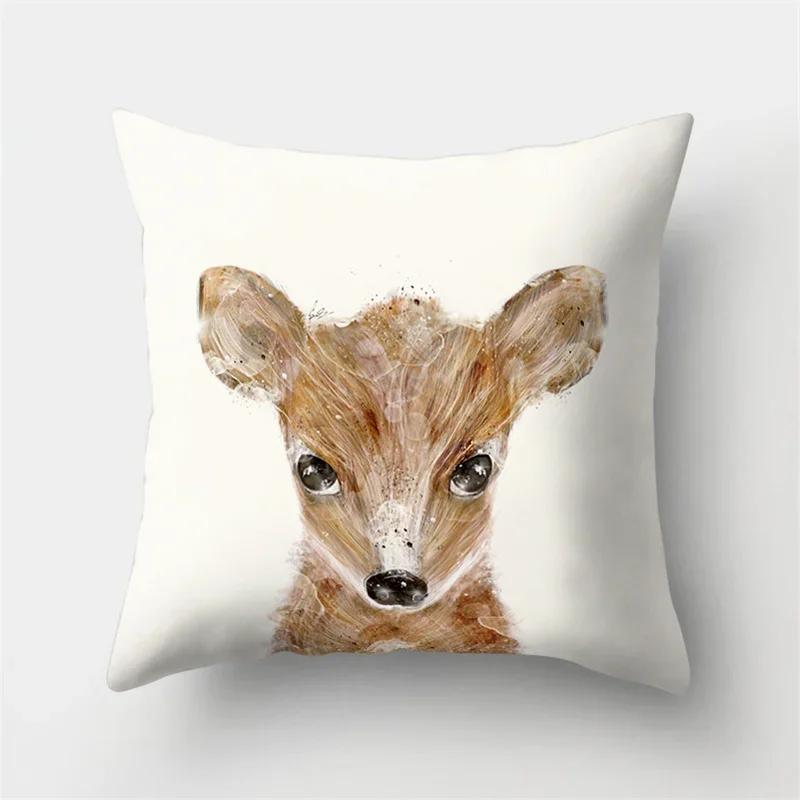 Cute Animal Dog Deer Bear Cushion Cover Home Living Room Sofa Bedroom Decoration Throw Pillow