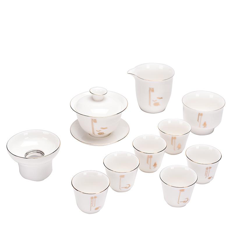 Set de jad cu ceașcă de maestru Stil chinezesc Jingzi Porțelan alb Bol pentru ceai Kung Fu
