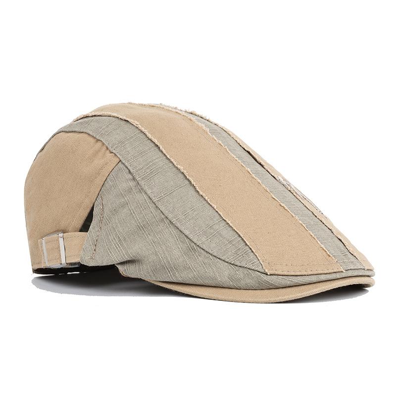 Spring Summer Letter Embroidered Beret Color-Blocking British Cap Middle-Aged Men's Sunscreen Hat Peaked Cap Newsboy Caps Gatsby Painters Hats