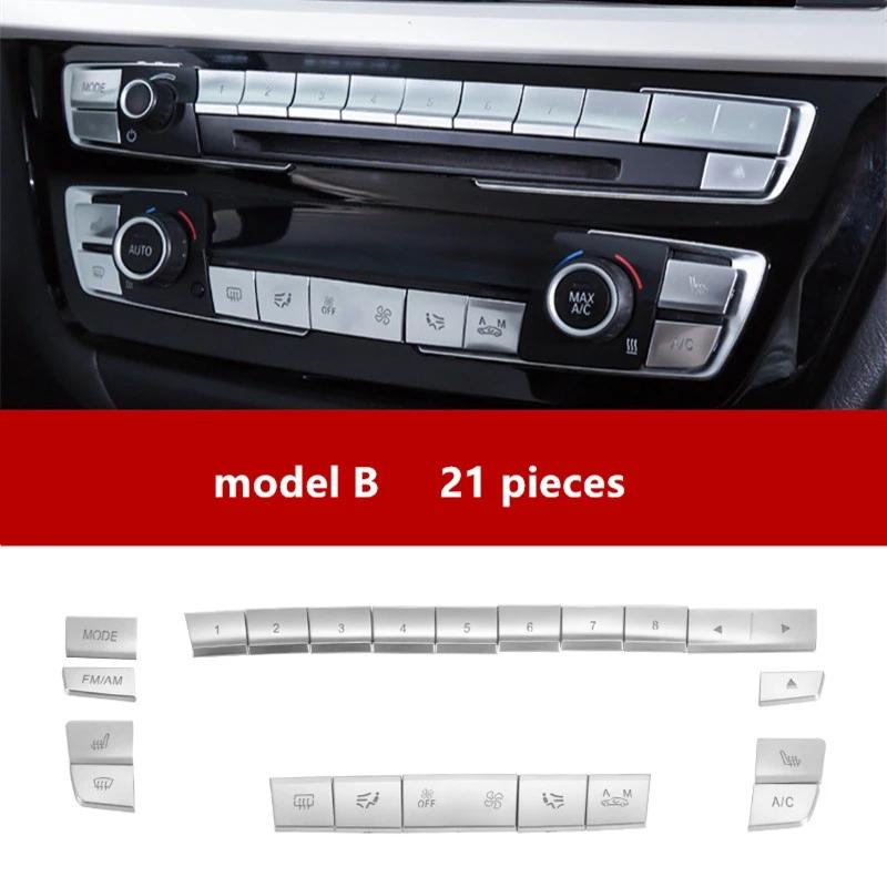 Center Console Air Conditioning Buttons Sequins Decoration Decals Stickers Chrome ABS 21Pcs For BMW F30 F32 F34