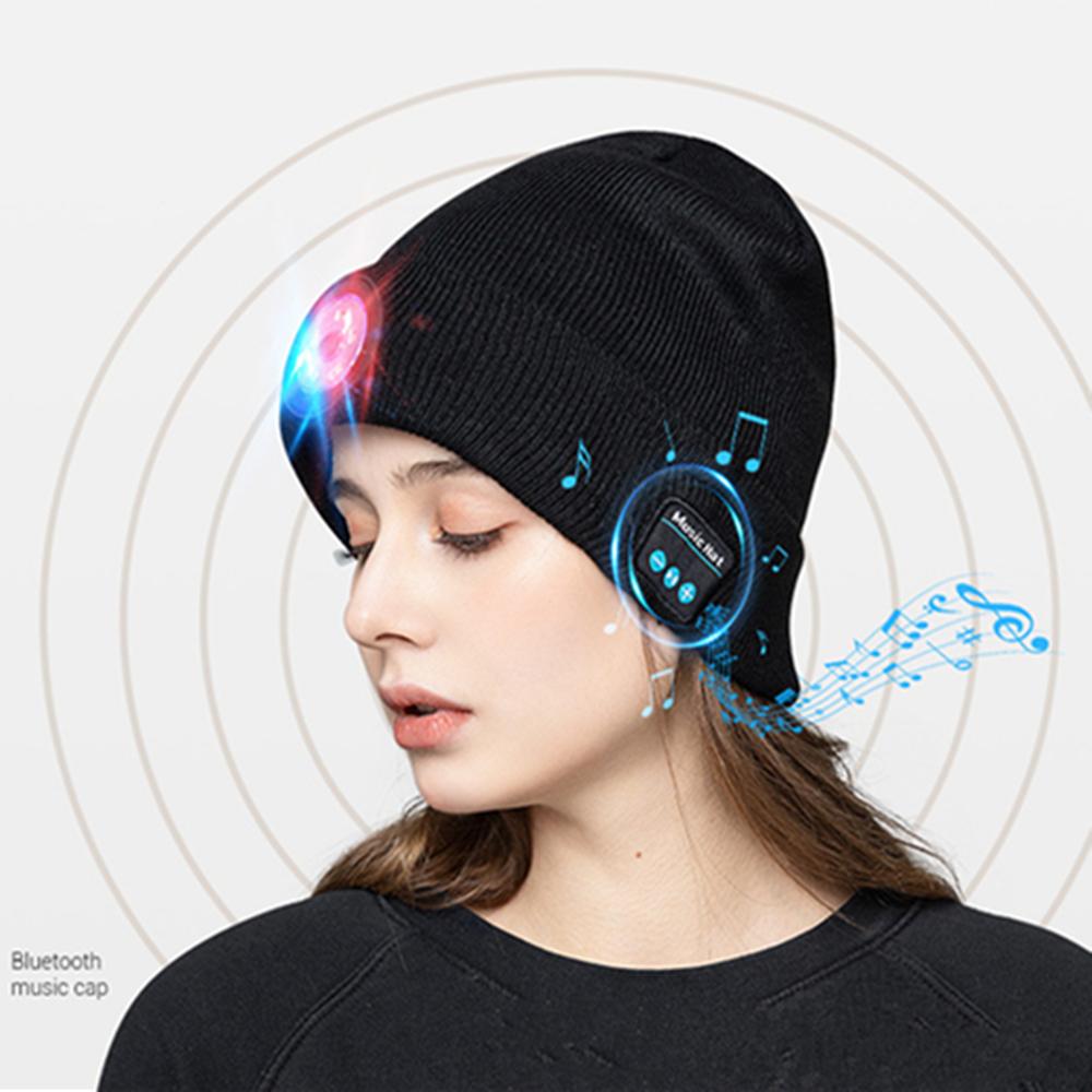 New Knitted Cap Hat with Outdoor Night Running Fishing Led Lamp Bluetooth Music