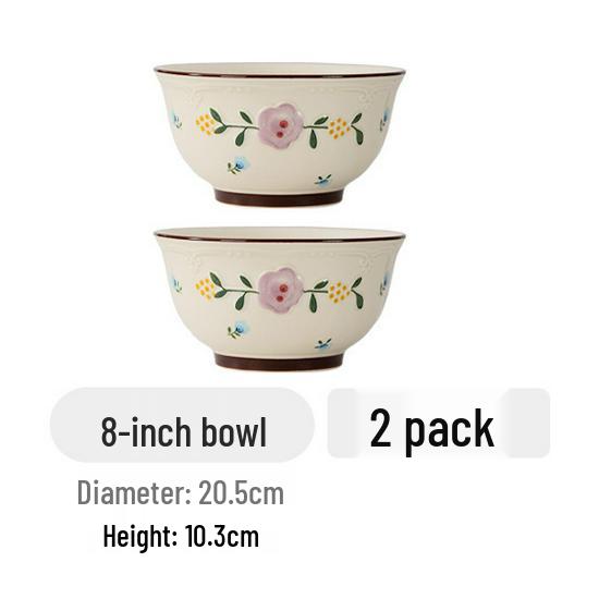 Japanese Ceramic Rice Bowl with Embossed Floral Design - Stylish Dinnerware for Soup and Rice