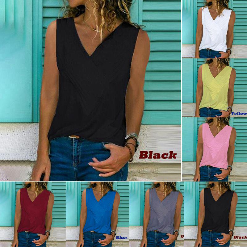 Premium Quality Women Sleeveless Blouse Vest Top Summer Casual V Neck Tank T-shirt Beach Shirts For Effortless Style