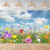 Multi-functional spring garden background cloth with flowers and butterflies - family gatherings