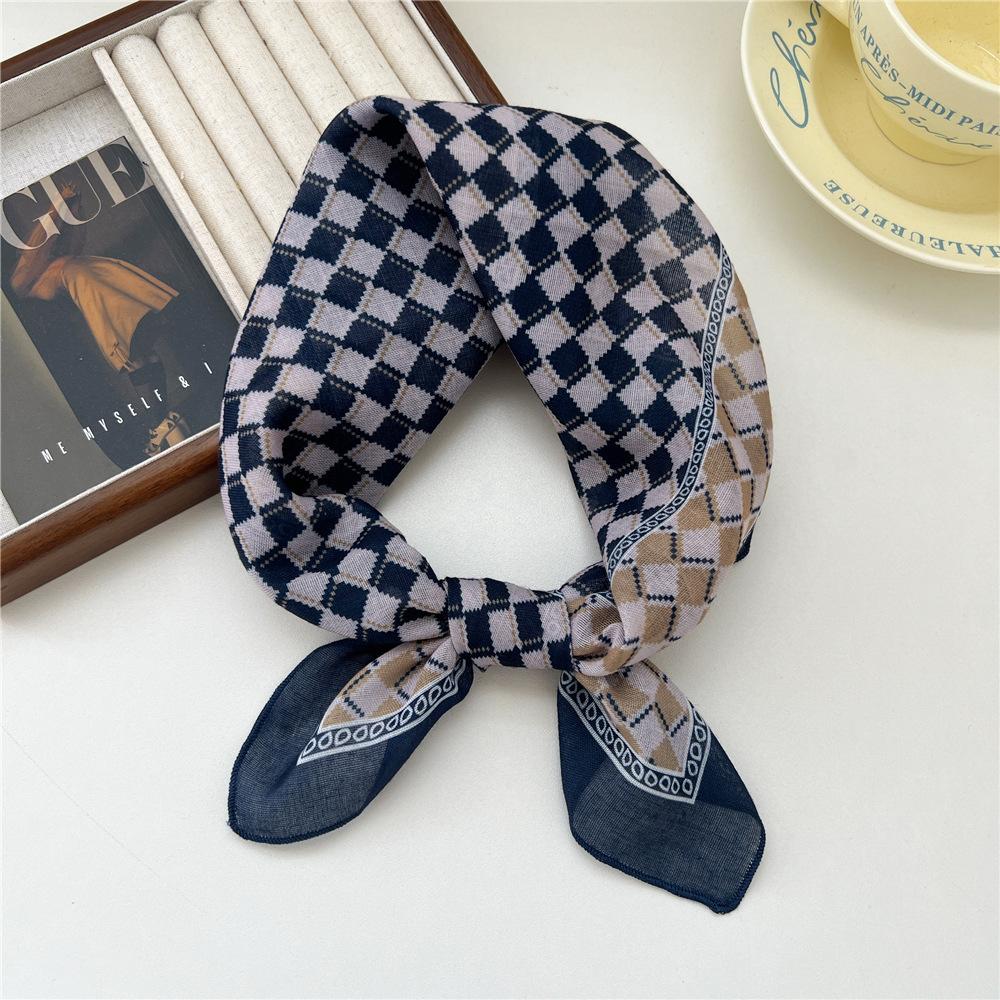 Liten fyrkantig scarf i bomull och linne Sidenhalsduk Dam Vår och höst Ny stil Konstnärlig och mångsidig Mode Temperament Huvudband Scarf