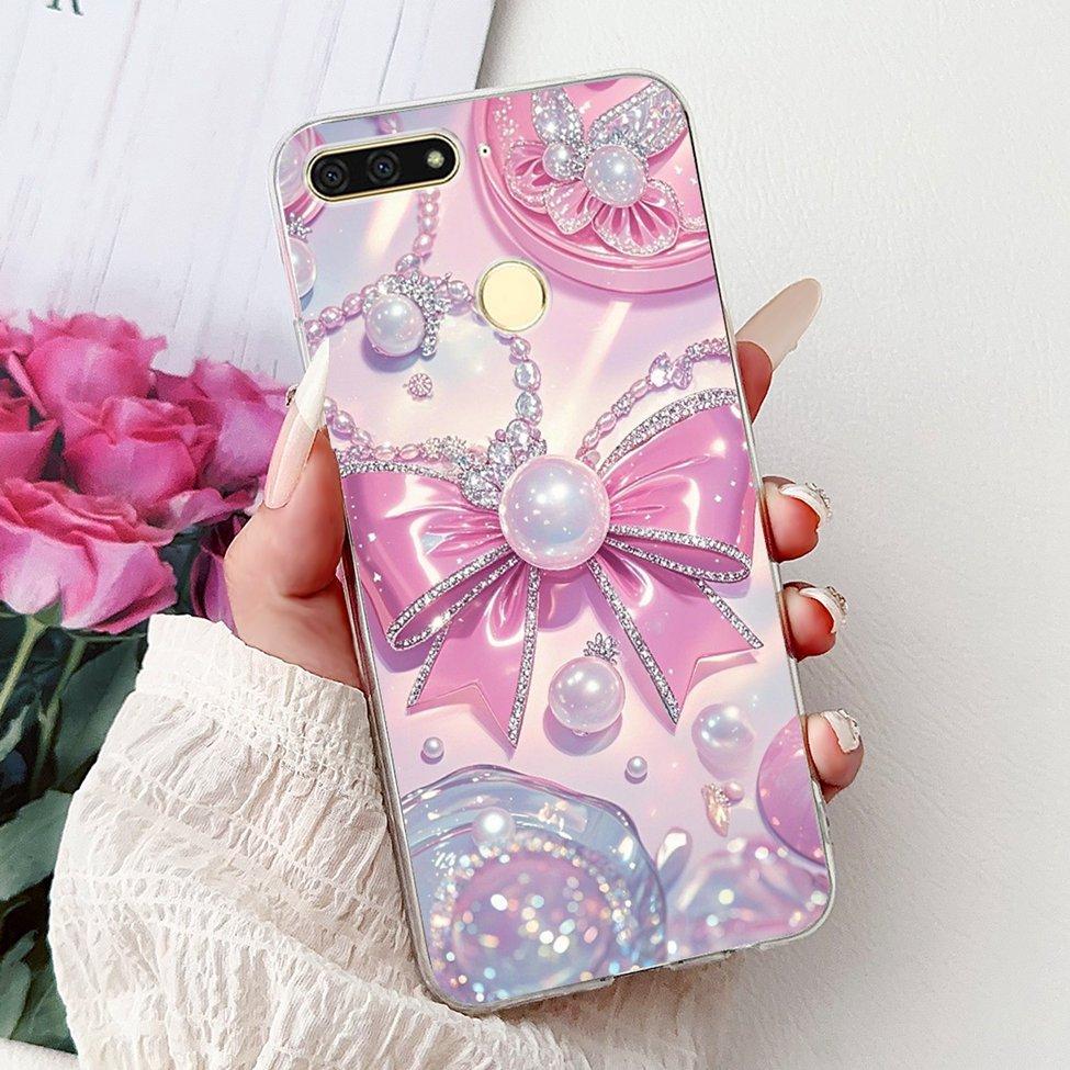 For Huawei Y6 Prime 2018 Case Clear Cute Fashion Flowers Luxury Painted Cover For Huawei Y6Prime 2018 Phone Case ATU-L42 ATU-L31