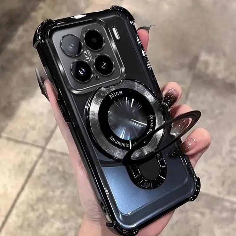 Für Xiaomi 15T Pro Hülle Stoßfest Magnetische Halterung Handyhülle Für Mi 15 T 15T 14T 13T Pro Ständer Transparent Weiche Silikonhülle