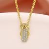 Huitan Funny Slipper Designed Pendant Necklace for Women Versatile Cute Gold Color Accessories Delicate Bright CZ Daily Jewelry