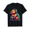 Sponsored Ad Funny Capybara Gamer Video Games Lovers T Shirt Black Vintage Top For Everyday Wear Slightly Stretched