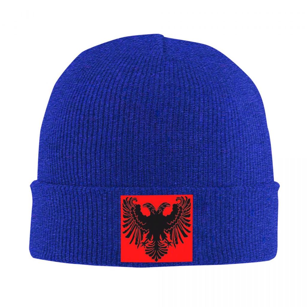 Albania Flag Black Eagle On Red Warm Knitted Cap Winter Knit Bonnet Hat Skullies Beanies Hip Hop Caps for Unisex