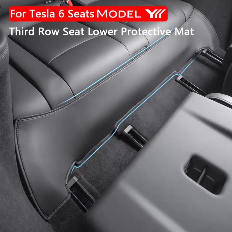For Tesla Model YL 6-Seater Third Row Seat Lower Protective Mat Leather Under Seat Anti-kick Pad Cover Car Interior Accessories