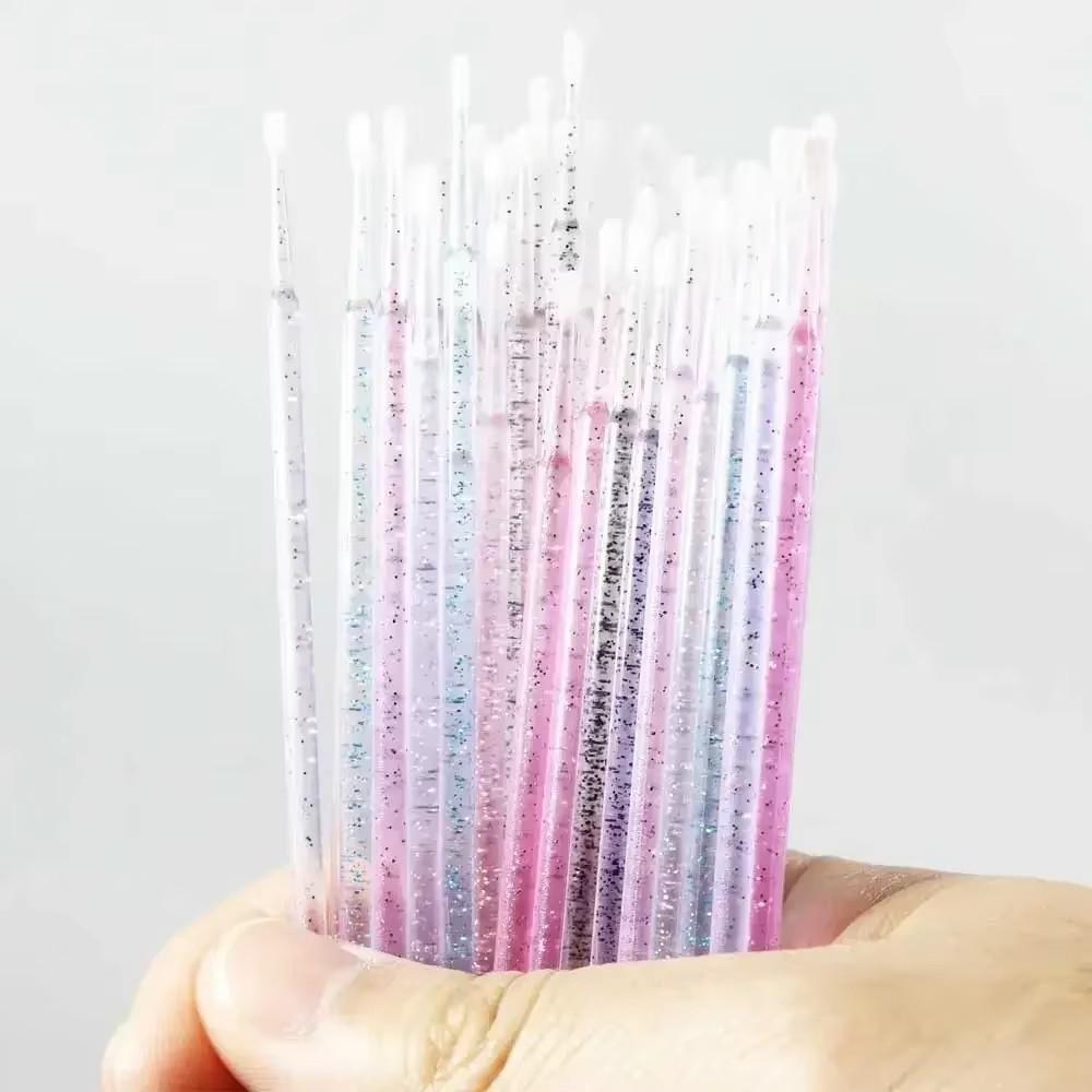 Lot de 100 micro-brosses jetables durables pour extensions de cils, applicateurs de colle pour cils, coton-tige de nettoyage, outils de maquillage