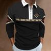 Neues Herren Sweatshirt mit Reißverschluss, lässig, slim fit, Herren Poloshirt mit Streifen und Digitaldruck, lange Ärmel