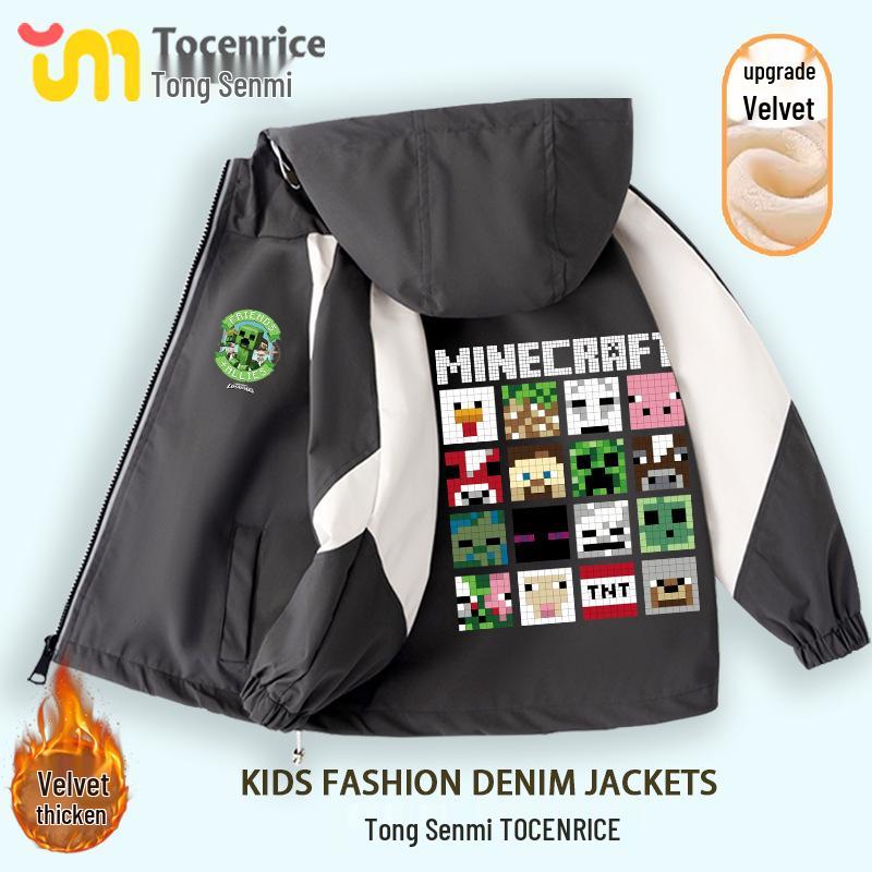New Minecraft Fleece-Lined Warm Jacket for Boys