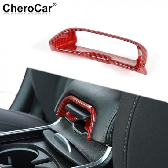 

For 2015- Chrysler 300 Armrest Box Handle Bowl Cover Trim Red Carbon Fiber