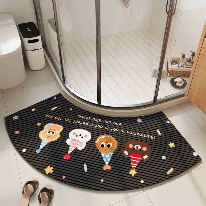 Bathroom Diatom Mud Floor Mat Cartoon Ventilated Water-absorbing and Anti-slip Floor Mat Bathroom Doorway Quick-drying Easy-to-maintenance Floor Mat