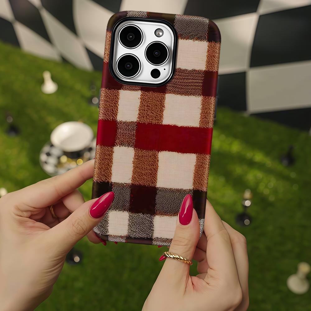 Rustic Plaid Woven Phone Case for IPhone 17 16 15 14 13 Pro Max Plus for Magnetic Single Double-layer Tough Case