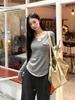 Autumn 2025 Retro Brushed Cotton Slim Fit Long Sleeve T-Shirt: Spicy Girl Style