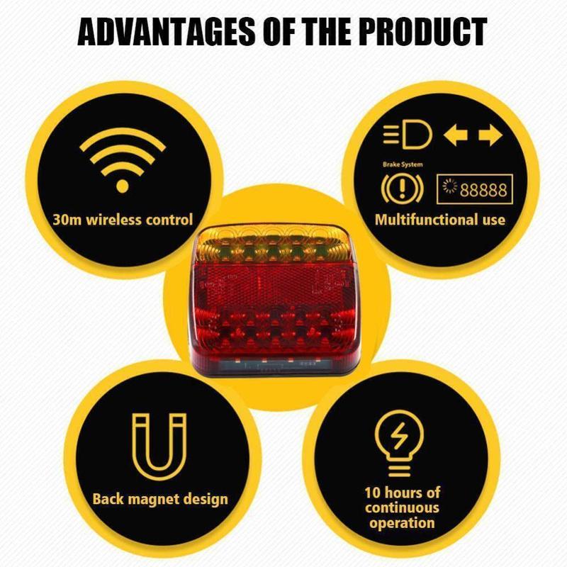 12V 24V Wireless Magnetic LED Truck Tail Light Trailer Rear Light Signal Warning ECE Brake Light 7 Pin Campers Lorry Caravan RV