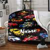 Custom Name Racing Theme Printed Blanket - Perfect for Couch, Bed, Travel & Outdoor Use | Machine Washable, Cozy & Durable.
