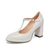 Fashion NEW Spring Women's Pumps Genuine Leather Shoes for Women Round Toe Chunky Heel Shoes Super High Heel Mary Janes Handmade Shoes