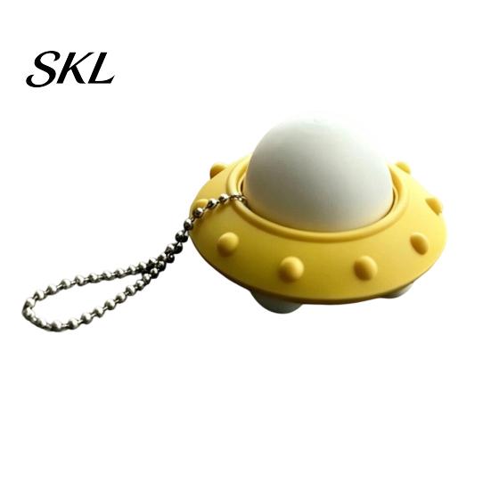 Tactile Fidget Toy 3D Printed UFO Decompression Toy, Creative Flying Saucer Pendant with Metal Bead Chain for Stress Relief, Anxiety Sensory Kids