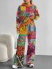 Retro Pattern 1116 European and American Autumn and Winter Casual Long-sleeved Suit Women's Hooded Sweater Trousers Two-piece Set