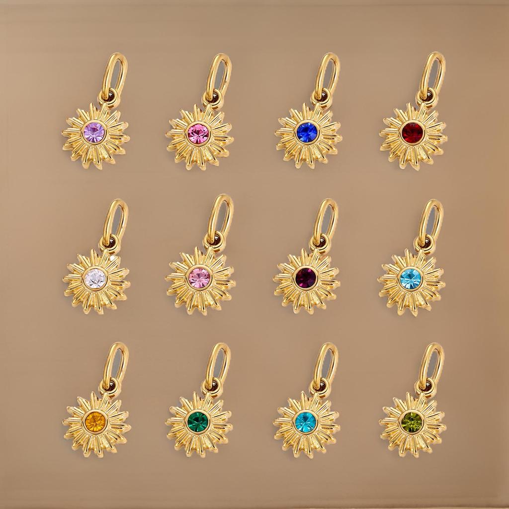 CARLIDANA Ins Style French Vintage Gold Color Sun Charms With Natural Stone Star Shine Stainless Steel DIY Fashion Jewelry