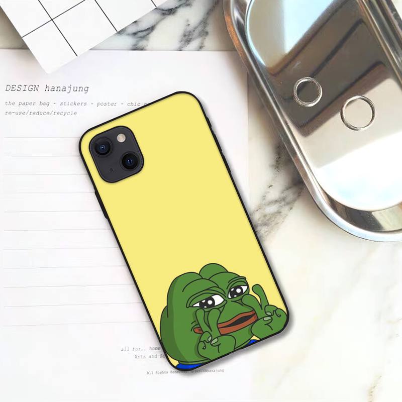 Trauriger lustiger Frosch Pepe Mann Frosch Telefonkasten für iPhone 11 12 Mini 13 14 15 Pro XS Max X Plus SE XR Shell