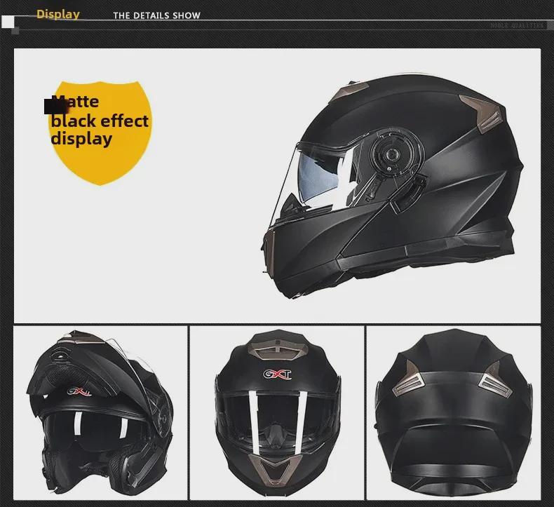 GXT Men's Motorcycle Full Coverage Flip-Up Helmet with Double Lens - DOT Approved