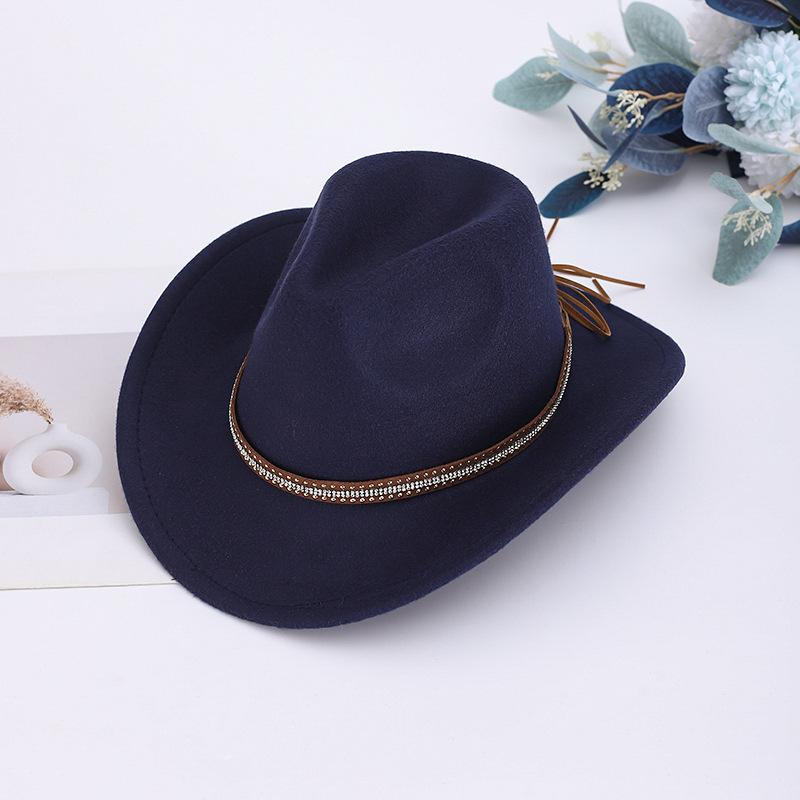 Western Cowboy Hat, Rivet Jazz Hat, Upturned Top Hat, Big-brimmed Felt Hat, Sunshade Woolen Hat, Men and Women