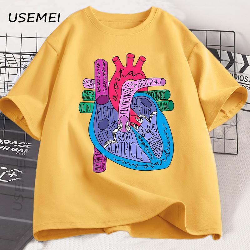 Heart Anatomy T Shirt Unisex Women Doctor Cardiologist TShirt Nursing Tees Causal Cotton Short Sleeve Round Neck Tshirt Clothing
