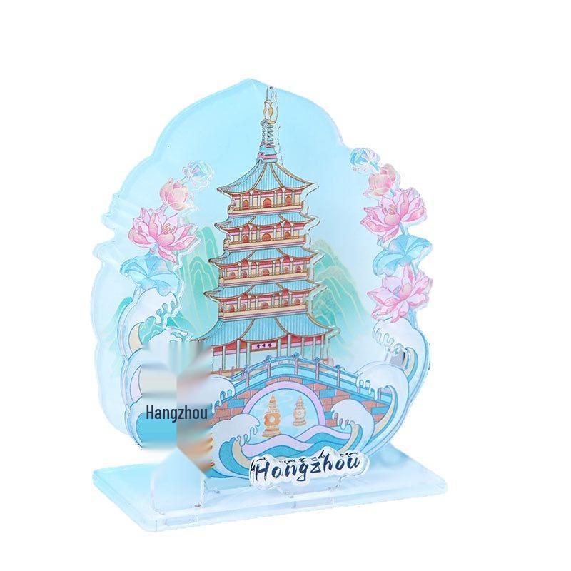 Hangzhou City Cartoon Standee - Customizable Acrylic Souvenir