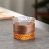 Japanese-style High Borosilicate Transparent Glass Tea Cup Household Wooden Ring Anti-scalding Vertical Grain Small Tea Cup