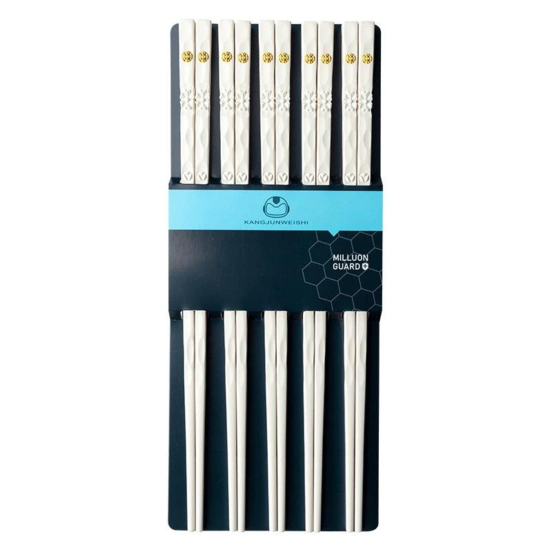 5 Pair Chinese Chopsticks Tableware Food Stick Alloy Chopstickd Catering Sushi Sticks Non-slip Household Kitchen Utensils