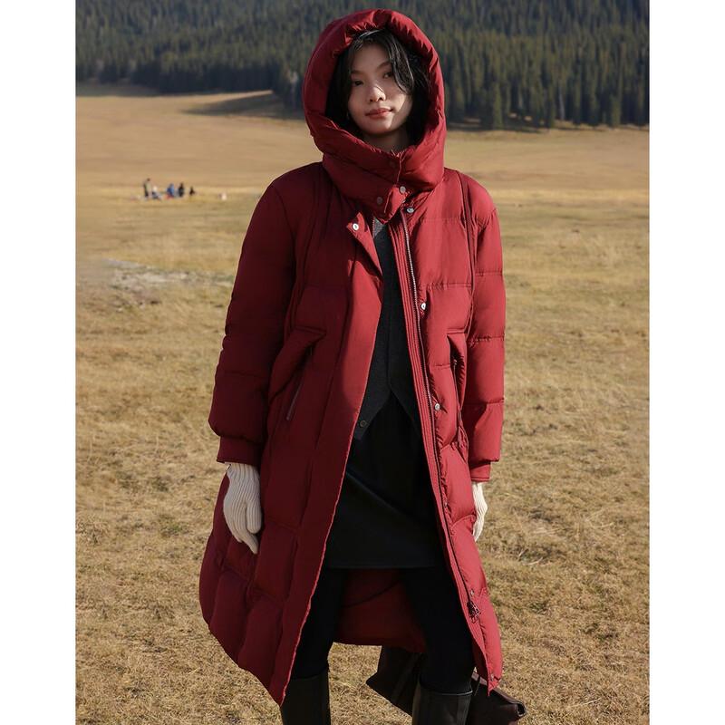 De Mana Women's Hooded Down Jacket with Aerogel & Volcanic Rock Heat Retention