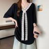 Fashionable Lace Splicing Short-sleeved T-shirt for Women Summer New Korean Style Casual Loose Mid-length T-shirt Top