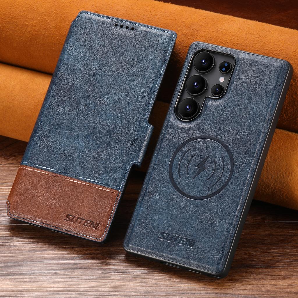 Faux Leather Wireless Charging Card Holder Stand Wallet Magnetic Flip Cover Phone Case for Samsung Galaxy S26 Ultra S25 S24 S23