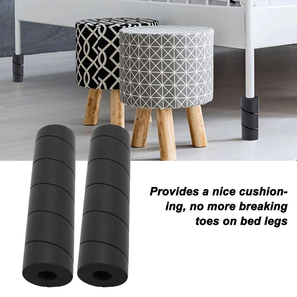 4 Pcs Modern Black Furniture Leg Protector Rubber Reusable Bed Frame Leg Cover 15.2*4.1cm Bed Frame Feet Protector Office