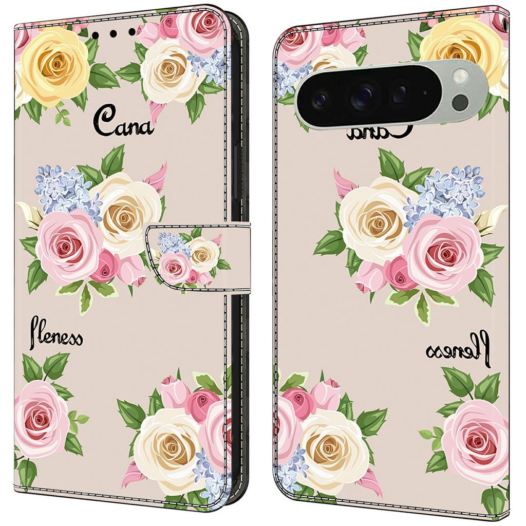 For Google Pixel 9 Pro XL Case Pattern Printing Anti-Drop Leather Flip Wallet Phone Cover
