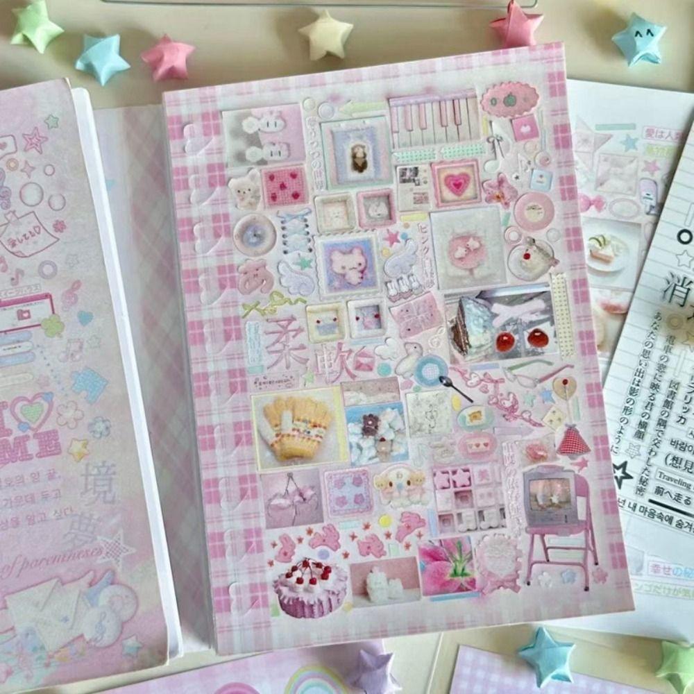 Creative 24 Pages Sticker Book Japanese Style DIY Diary Sticker Gift Cartoon Scrapbook Sticker Stationery Supplies